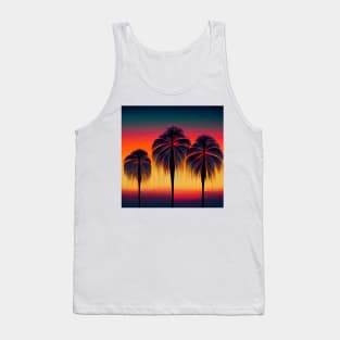 Stylized silhouette of palm trees at sunset Tank Top